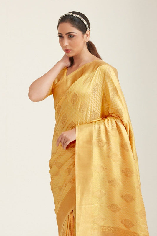 Vsaree Yellow Designer Art Silk Saree With Having Rich Pallu And Blouse