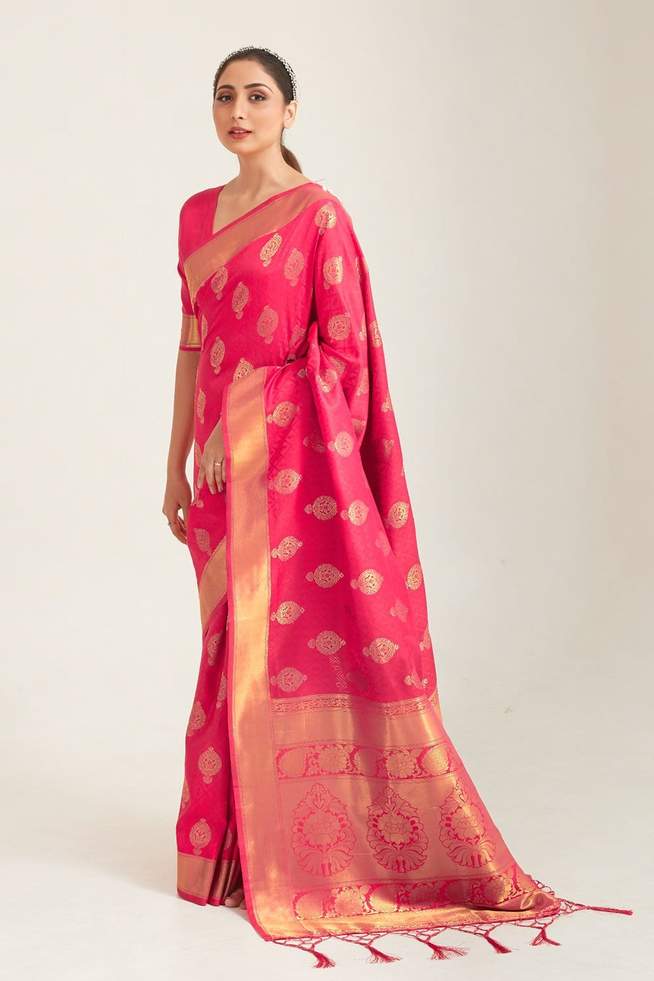 Vsaree Rani Pink Designer Art Silk Saree With Having Rich Pallu And Blouse