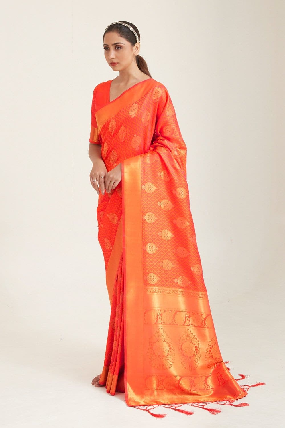 Vsaree Orange Designer Art Silk Saree With Having Rich Pallu And Blouse