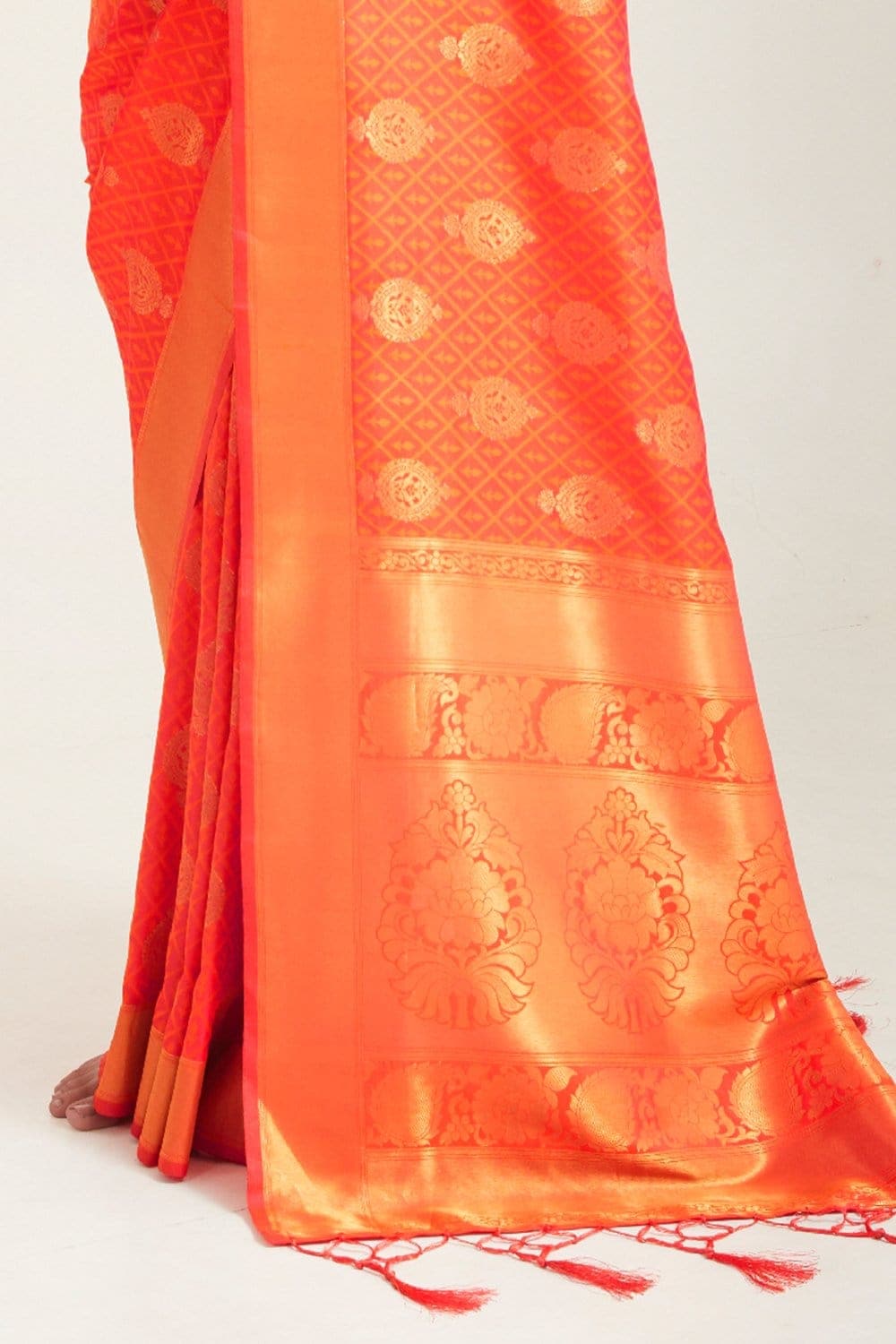 Vsaree Orange Designer Art Silk Saree With Having Rich Pallu And Blouse