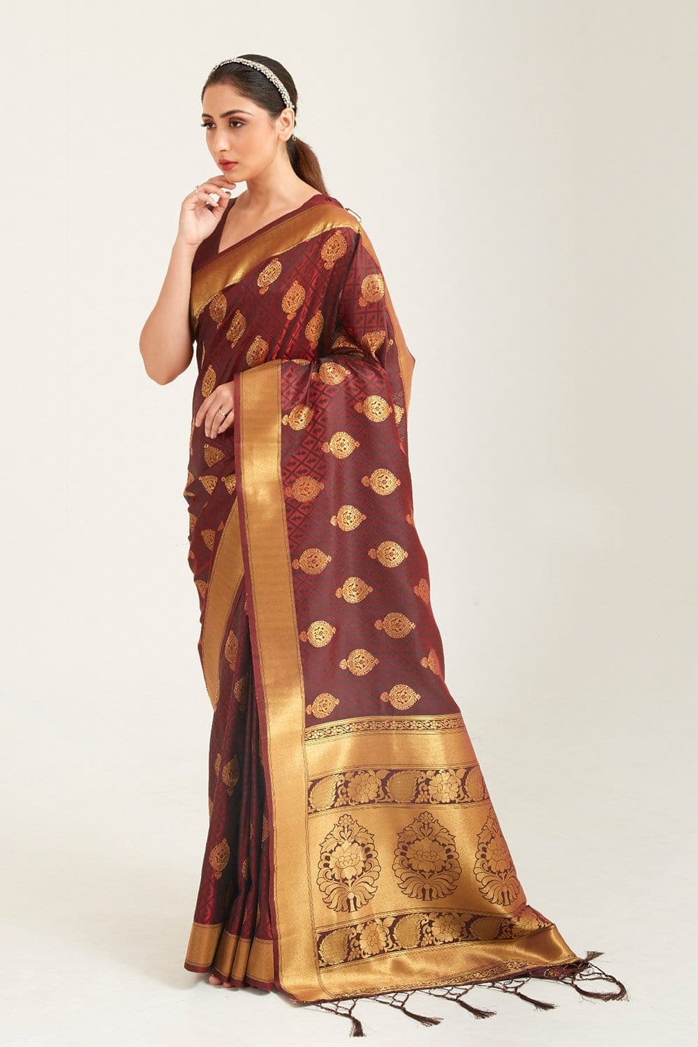 Vsaree Brown Designer Art Silk Saree With Having Rich Pallu And Blouse