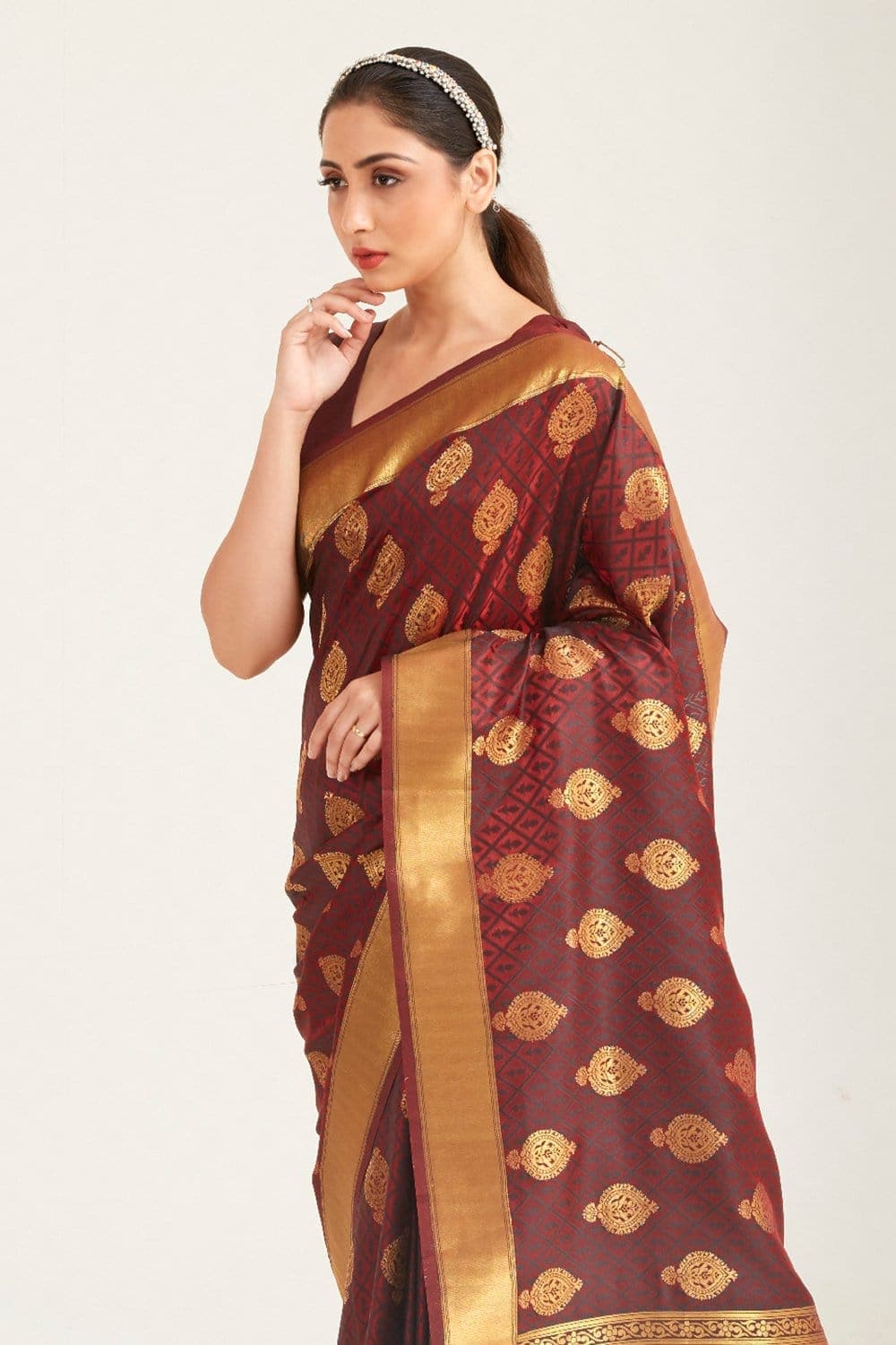 Vsaree Brown Designer Art Silk Saree With Having Rich Pallu And Blouse