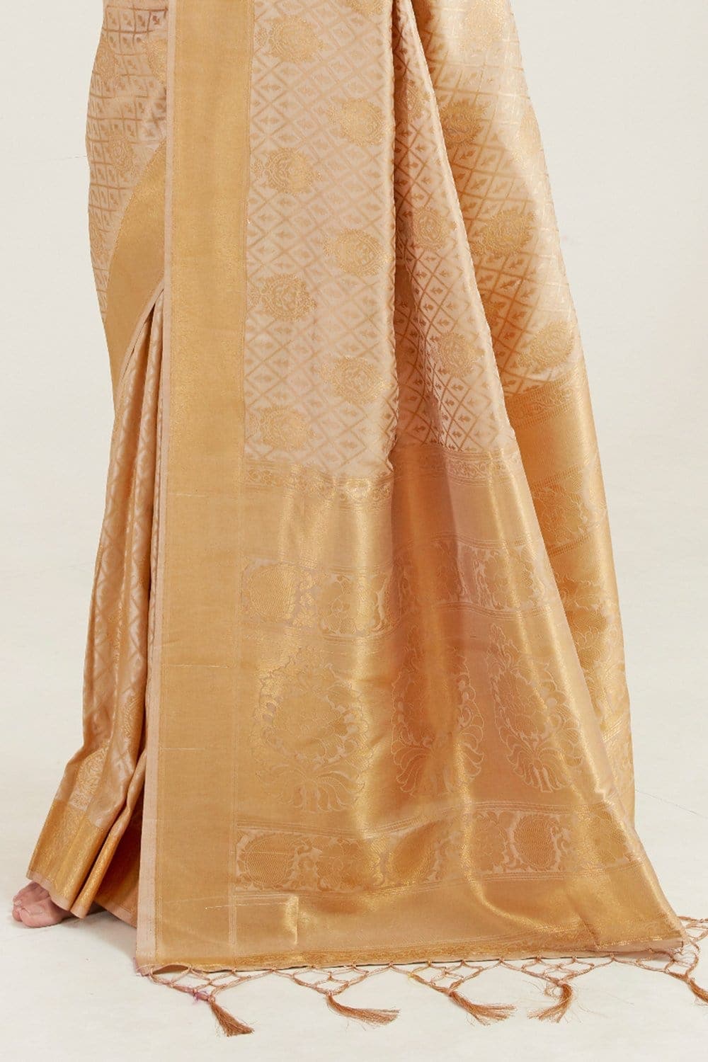 Vsaree Cream Designer Art Silk Saree With Having Rich Pallu And Blouse