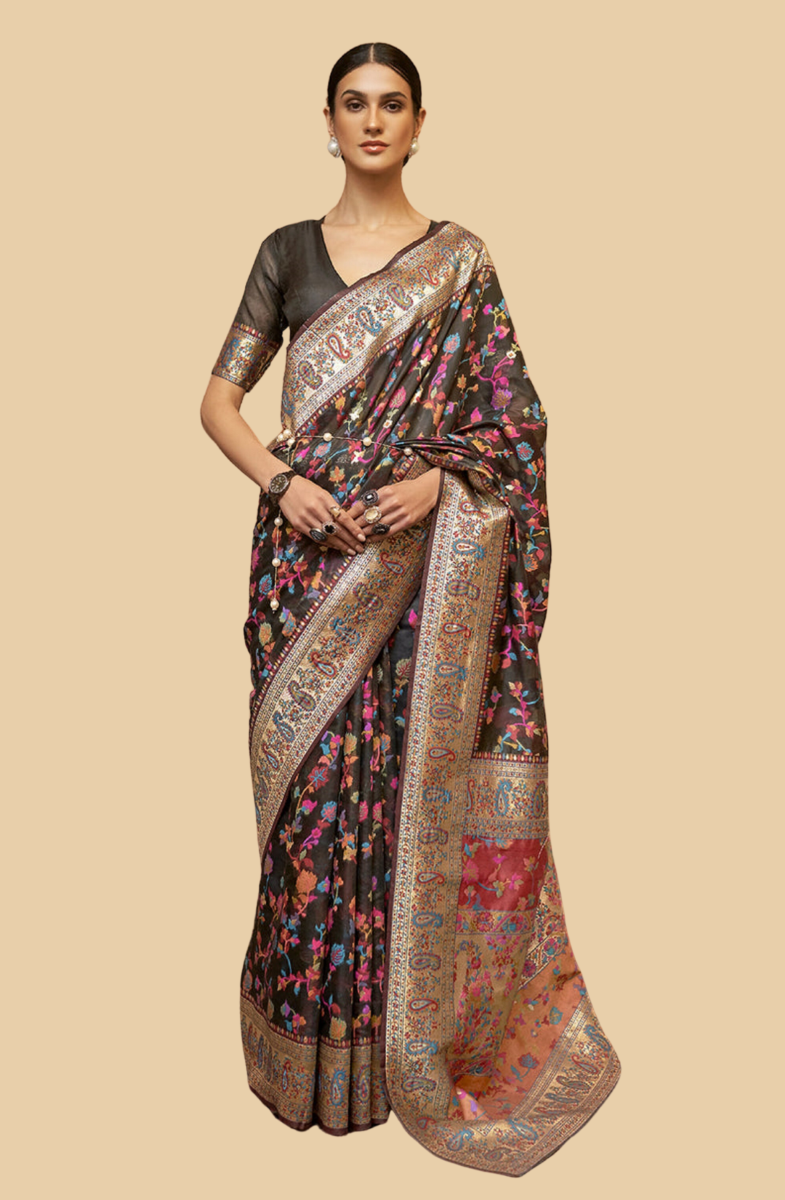 Vsaree Black Kanjivaram Soft Silk Saree With Designer Border And Blouse