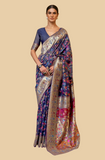 Vsaree Navy Blue Kanjivaram Soft Silk Saree With Designer Border And Blouse