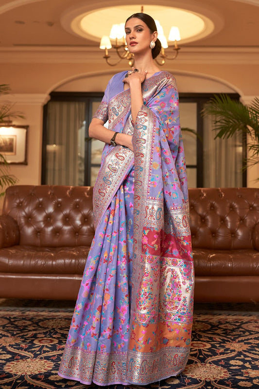 Vsaree Purple Kanjivaram Soft Silk Saree With Designer Border And Blouse