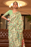 Vsaree Sea Green Kanjivaram Soft Silk Saree With Designer Border And Blouse