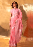 Vsaree Pink Banarasi Silk Designer Saree With Banarasi Border And Blouse