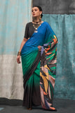 Vsaree Blue Banarasi Silk Designer Saree With Banarasi Border And Blouse