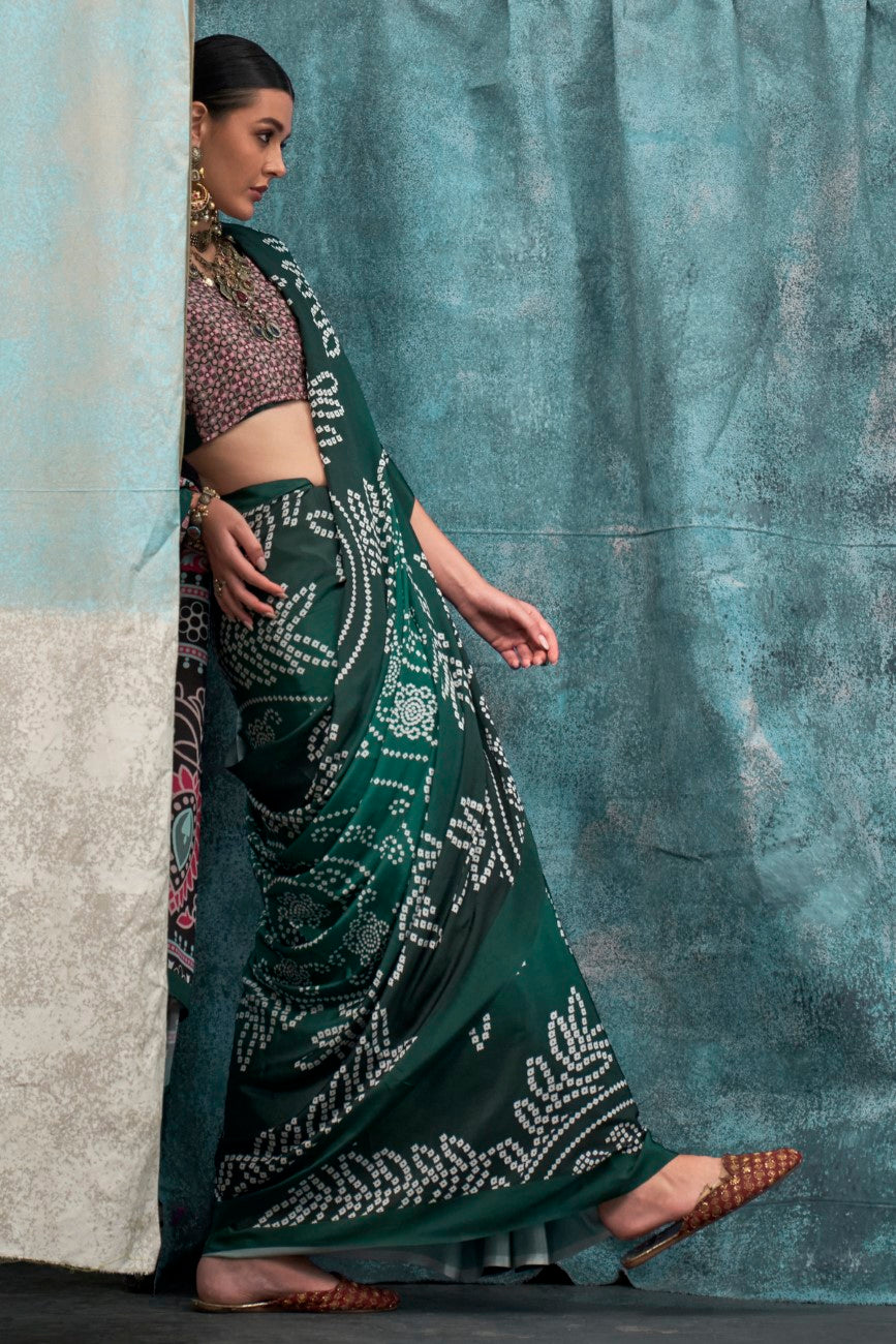 Vsaree Green Banarasi Silk Designer Saree With Banarasi Border And Blouse