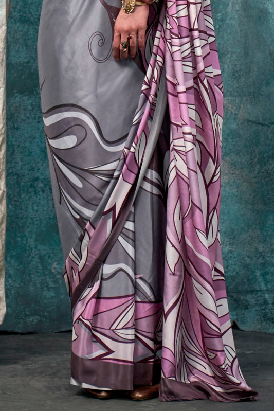 Vsaree Lavender Banarasi Silk Designer Saree With Banarasi Border And Blouse