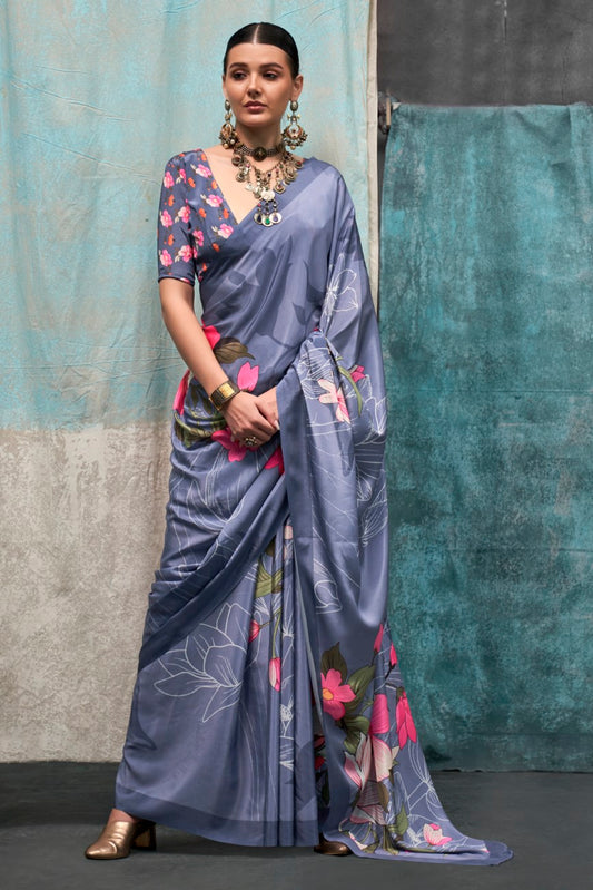 Vsaree Lavender Banarasi Silk Designer Saree With Banarasi Border And Blouse