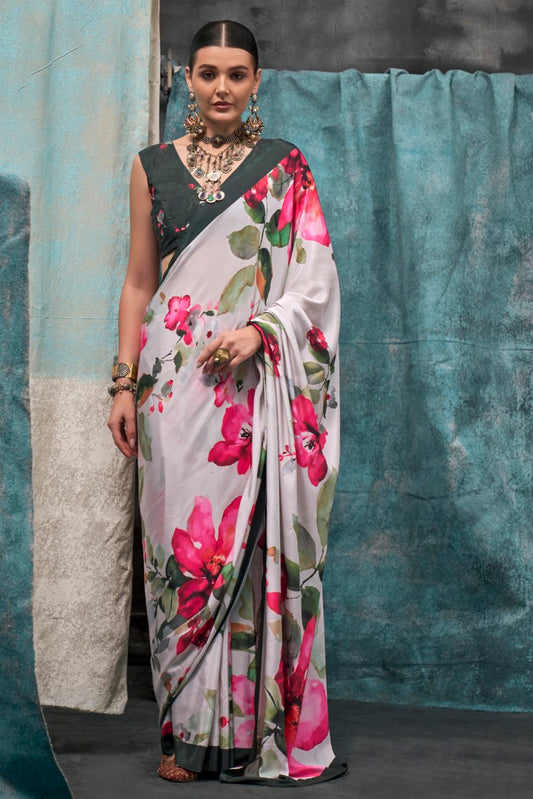 Vsaree Off White Banarasi Silk Designer Saree With Banarasi Border And Blouse