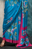 Vsaree Sky Blue Banarasi Silk Designer Saree With Banarasi Border And Blouse