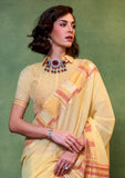 Vsaree Yellow Banarasi Silk Designer Saree With Banarasi Border And Blouse