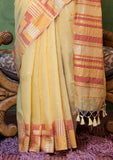 Vsaree Yellow Banarasi Silk Designer Saree With Banarasi Border And Blouse