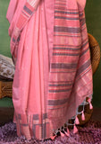 Vsaree Pink Banarasi Silk Designer Saree With Banarasi Border And Blouse