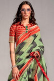 Vsaree Parrot Banarasi Silk Designer Saree With Banarasi Border And Blouse