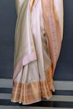 Vsaree White Kanjivaram Silk And Zari weaving Saree With Designer Border And Blouse