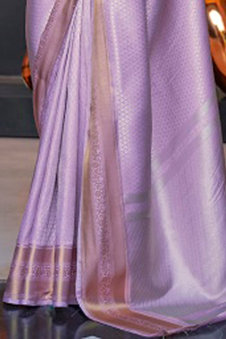 Vsaree Purple Kanjivaram Silk And Zari weaving Saree With Designer Border And Blouse