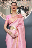 Vsaree Pink Kanjivaram Silk And Zari weaving Saree With Designer Border And Blouse