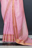 Vsaree Pink Kanjivaram Silk And Zari weaving Saree With Designer Border And Blouse