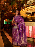 Vsaree Purple Banarasi Silk Designer Saree With Banarasi Border And Blouse