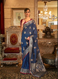 Vsaree Kanjivaram Tussar Silk Designer Saree With Banarasi Zari Weaving Border And Blouse