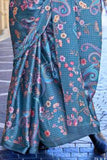 Vsaree Blue Banarasi Silk Designer Saree With Banarasi Border And Blouse