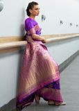 Vsaree Purple Banarasi Silk Designer Saree With Banarasi Border And Blouse