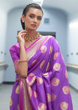 Vsaree Purple Banarasi Silk Designer Saree With Banarasi Border And Blouse