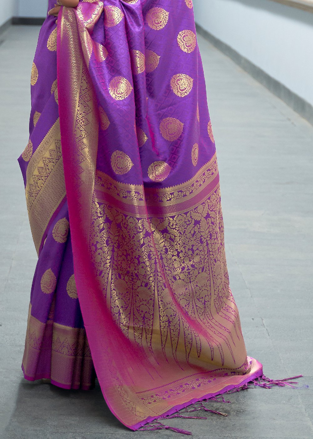 Vsaree Purple Banarasi Silk Designer Saree With Banarasi Border And Blouse