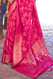 Vsaree Pink Banarasi Silk Golden Border And Zari Weaving Work With Banarasi Design Saree And Blouse