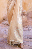 Vsaree Cream Banarasi Silk Golden Border And Zari Weaving Work With Banarasi Design Saree And Blouse