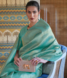 Vsaree Sea Green Banarasi Silk Zari Weaving Work With Banarasi Design Saree And Blouse