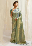 Vsaree Teal Designer Banarasi Silk Saree With Having Rich Pallu And Blouse