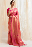 Vsaree Rani Pink Designer Banarasi Silk Saree With Having Rich Pallu And Blouse