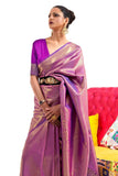 Vsaree Purple Banarasi Silk Zari Weaving Work With Banarasi Design Saree And Blouse