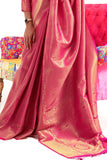 Vsaree Pink Banarasi Silk Zari Weaving Work With Banarasi Design Saree And Blouse