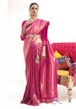 Vsaree Rani Pink Banarasi Silk Zari Weaving Work With Banarasi Design Saree And Blouse