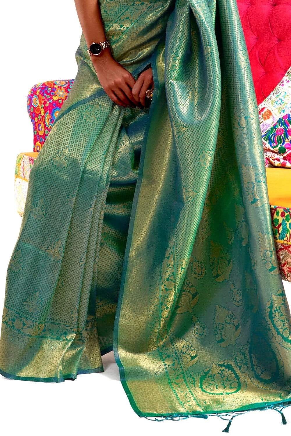 Vsaree Green Banarasi Silk Zari Weaving Work With Banarasi Design Saree And Blouse