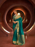 Vsaree Dark Teal Designer Art Silk Saree With Having Rich Pallu And Blouse