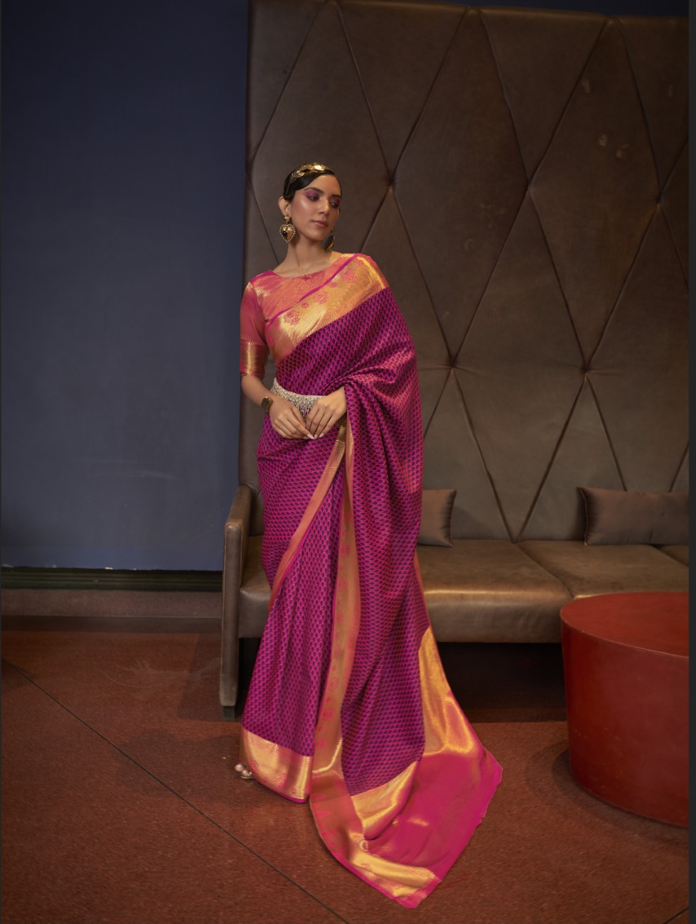 Vsaree Wine Designer Art Silk Saree With Having Rich Pallu And Blouse