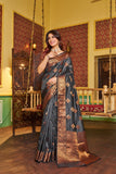 Designer Banarasi Soft Silk Saree With Pure Golden Zari Border And Blouse