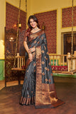 Designer Banarasi Soft Silk Saree With Pure Golden Zari Border And Blouse