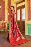 Designer Banarasi Soft Silk Saree With Pure Golden Zari Border And Blouse