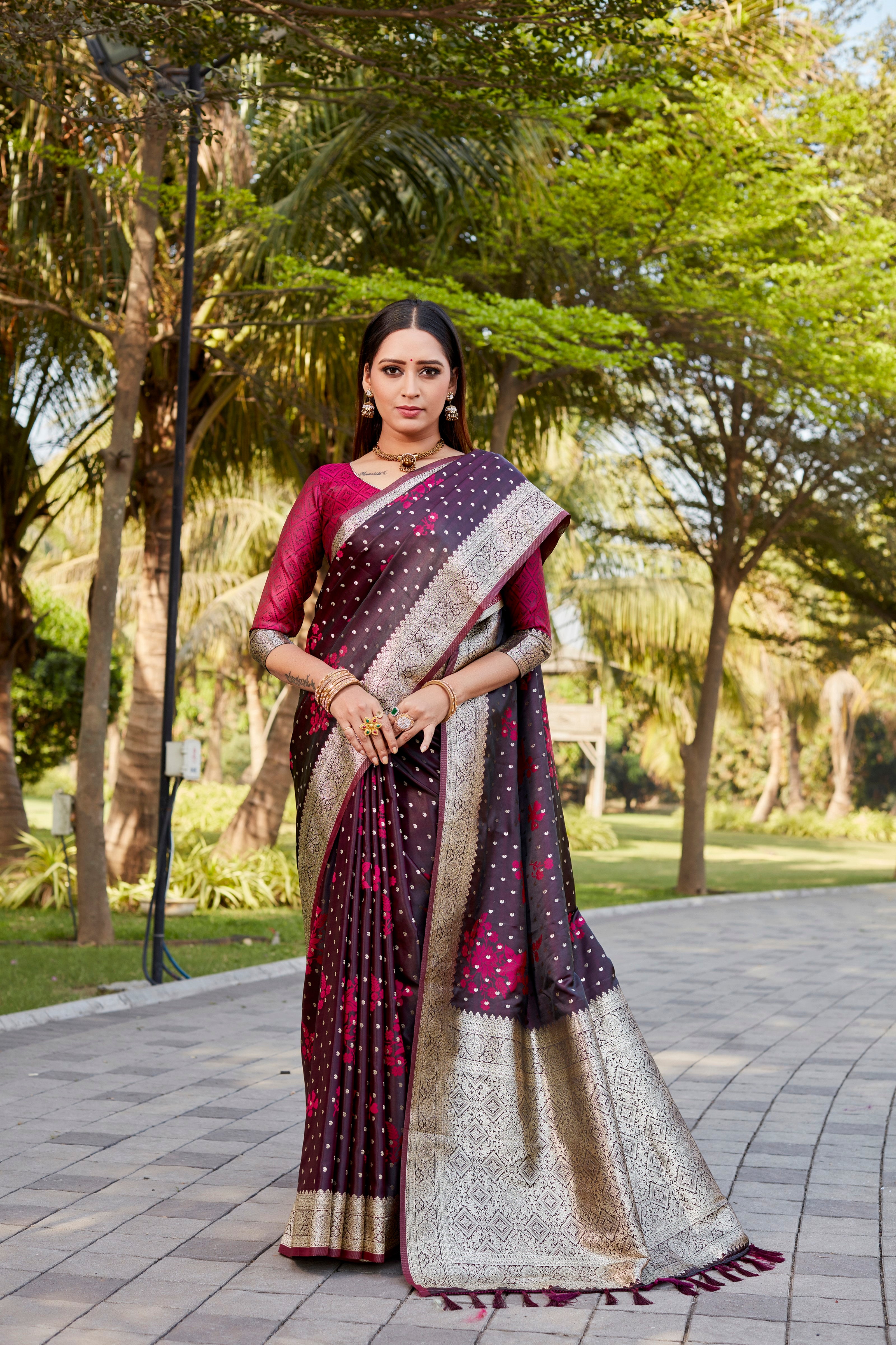 Vsaree Kanjivaram Soft Satin Silk Zari Weaving Border With Woven Rich Pallu And Blouse For Women