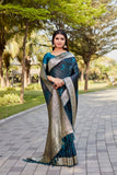 Vsaree Kanjivaram Soft Satin Silk Zari Weaving Border With Woven Rich Pallu And Blouse For Women