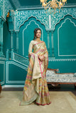 Designer Banarasi Kanjivaram Silk Golden Border With Banarasi Design Saree And Blouse