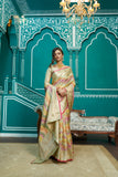 Designer Banarasi Kanjivaram Silk Golden Border With Banarasi Design Saree And Blouse